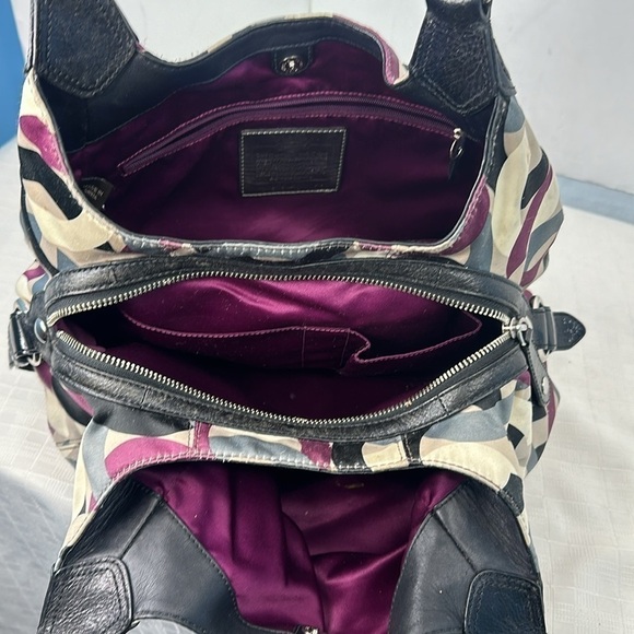 COACH MAGGIE OP ART HOBO PURPLE CHAINLINK SATCHEL HANDBAG CARRYALL F0967-14420 - Picture 8 of 10